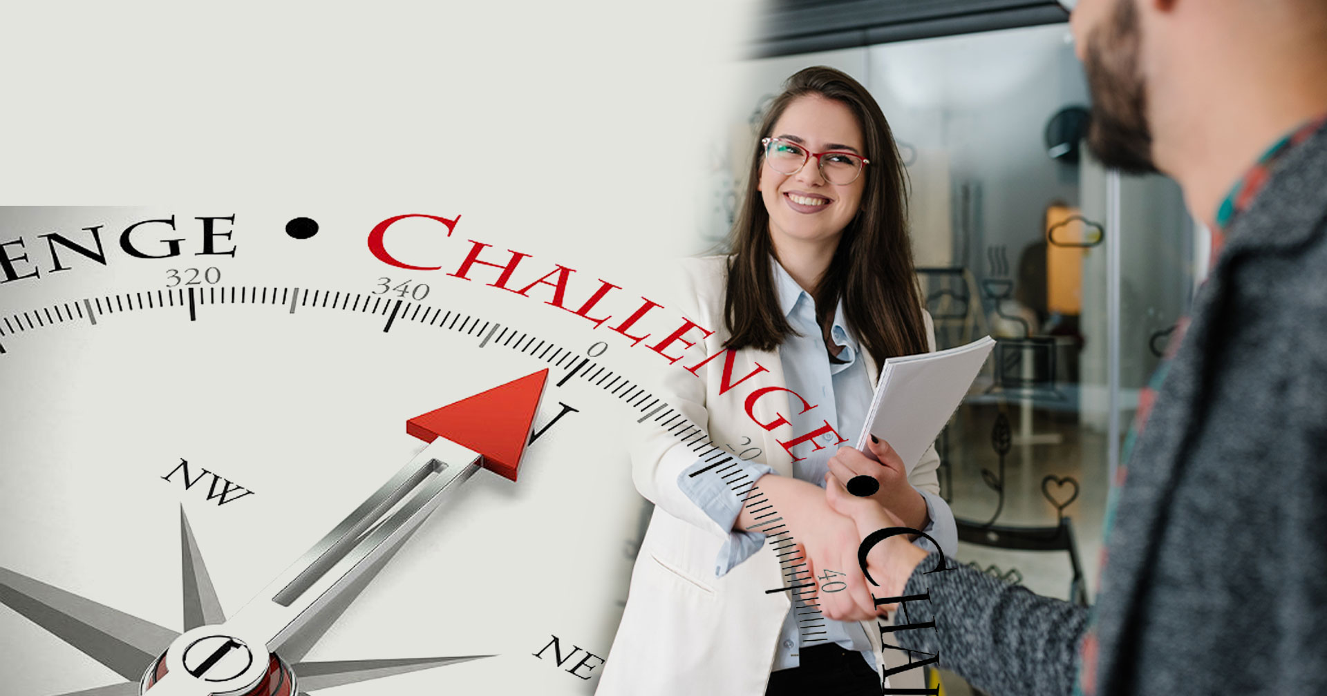 A line graph with rising challenges meeting a compass charting a future direction.