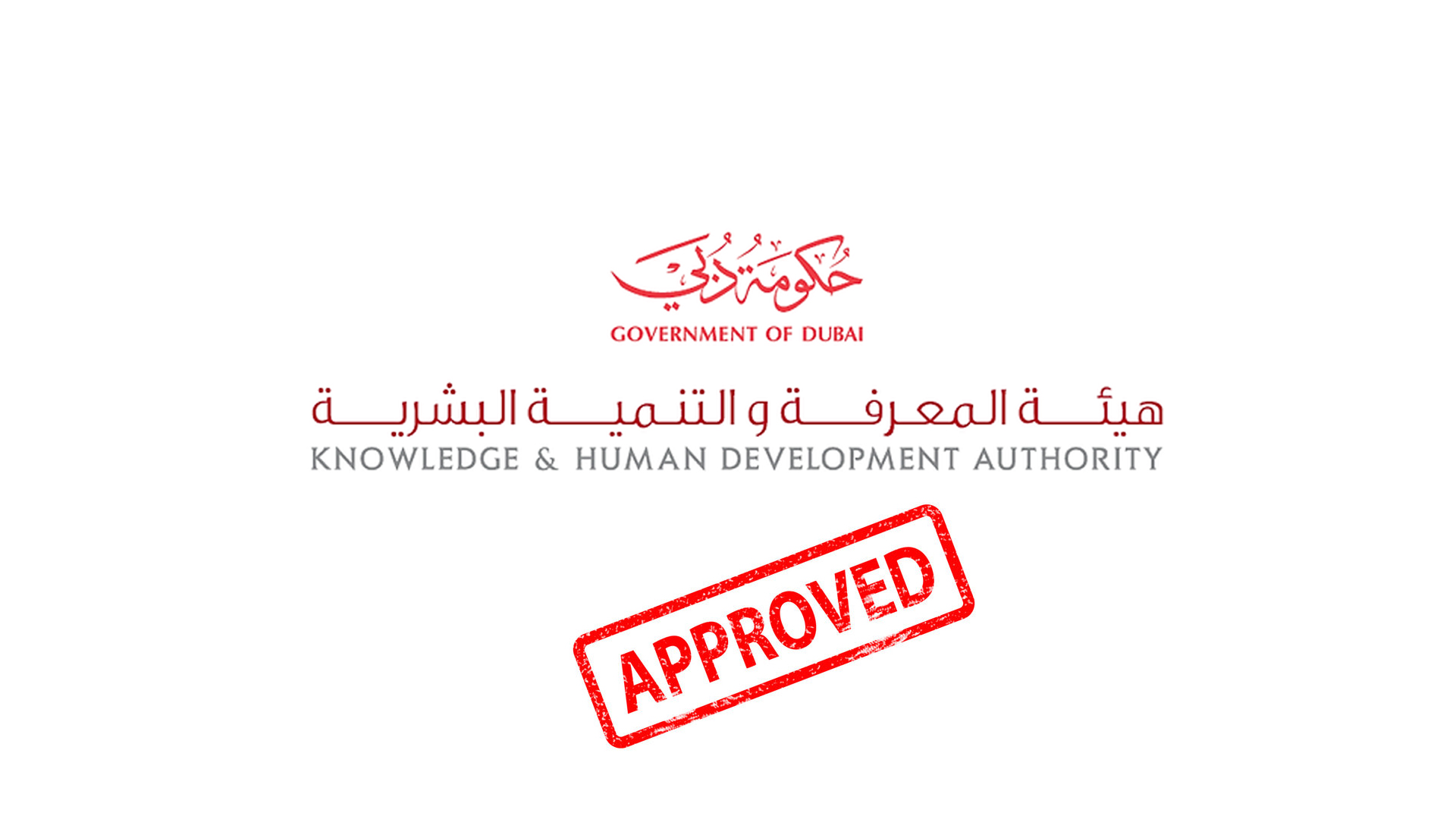 Red Learning Dubai logo with KHDA approval emblem.